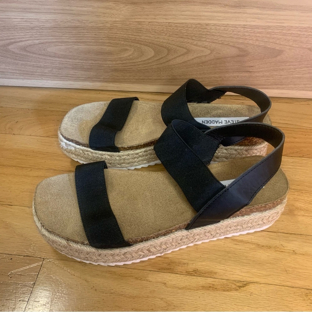 Steve Madden Jaklyn Espadrille Platform Sandals in Black - Size 9